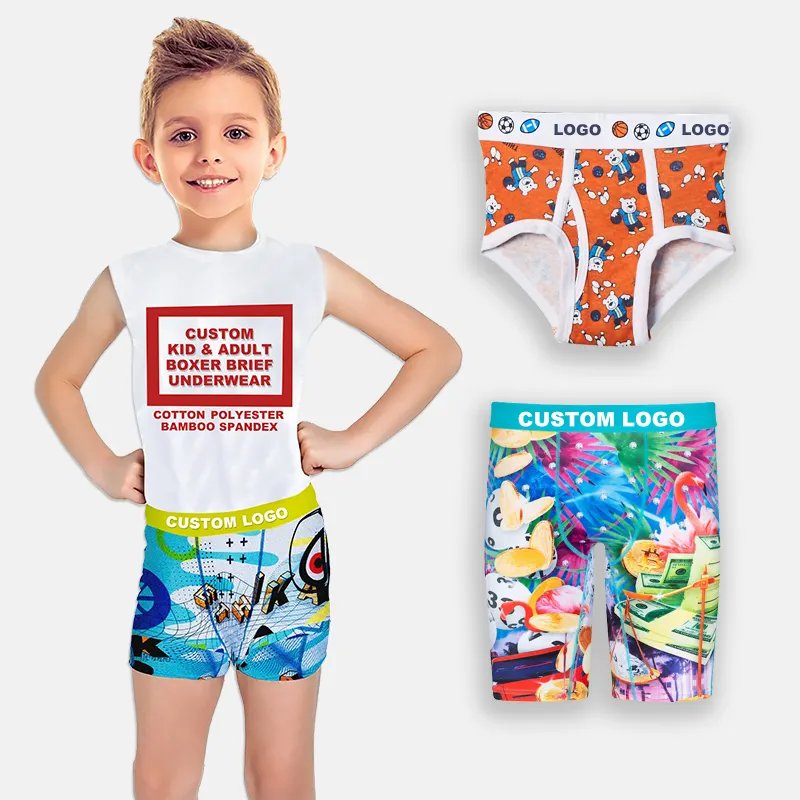 custom children's swim toddle thermal cartoon cotton printed panties thong short boxer briefs kids underwear set wholesale boys