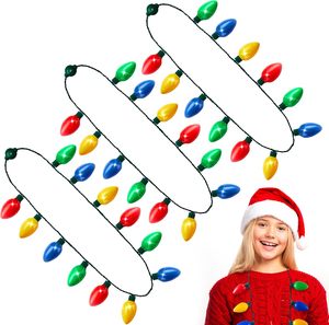 Neon-Glo LED Light up Multicolor Jumbo Bulbs Christmas Plastic Necklace Flashing Battery Operated - Product Image 1
