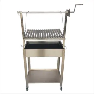 Easy Mobile Argentinian Grill with V Grate Height Adjustable BBQ