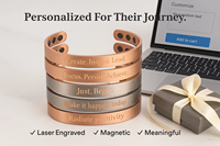 Bracelet en cuivre personnalisé Energinox avec message motivant, gravure au laser personnalisée, logo inspirant, blancs pour gravure