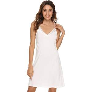 ชุดนอนเดรสสายเดี่ยวผ้าวิสโคสผสมใยไผ่สำหรับผู้หญิง ปรับสายได้ นุ่มสบาย - Product Image 3