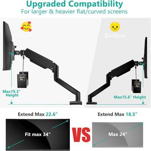 Support de moniteur simple à ressort mécanique en <span class=keywords><strong>acier</strong></span>/aluminium ZhongQu DT-01B 13"-34" 9kg, fixation sur <span class=keywords><strong>poteau</strong></span>, support VESA, nouveau stock - Product Image 6