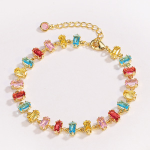 2025 Hình Học Hợp Thời Trang Vòng Đeo Tay Với Zircon Màu Sắc Nhỏ Rõ Ràng Dễ Thương Kẹo Ins Phong Cách Cho Mùa Xuân/Mùa Hè - Product Image 5