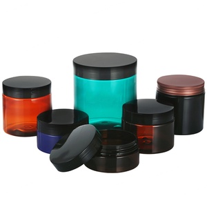 100ml-500ml Amber PET <b>Plastic</b> Cosmetic <b>Jars</b> with Black Gold Lid for Skin Care Loose Powder & Lipstick - Product Image 3