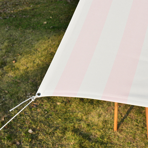 Cabane en toile rayée <span class=keywords><strong>chic</strong></span> - Abri en A facile à installer avec des poteaux en bois pour la location <span class=keywords><strong>de</strong></span> clubs <span class=keywords><strong>de</strong></span> plage <span class=keywords><strong>de</strong></span> luxe - Product Image 4