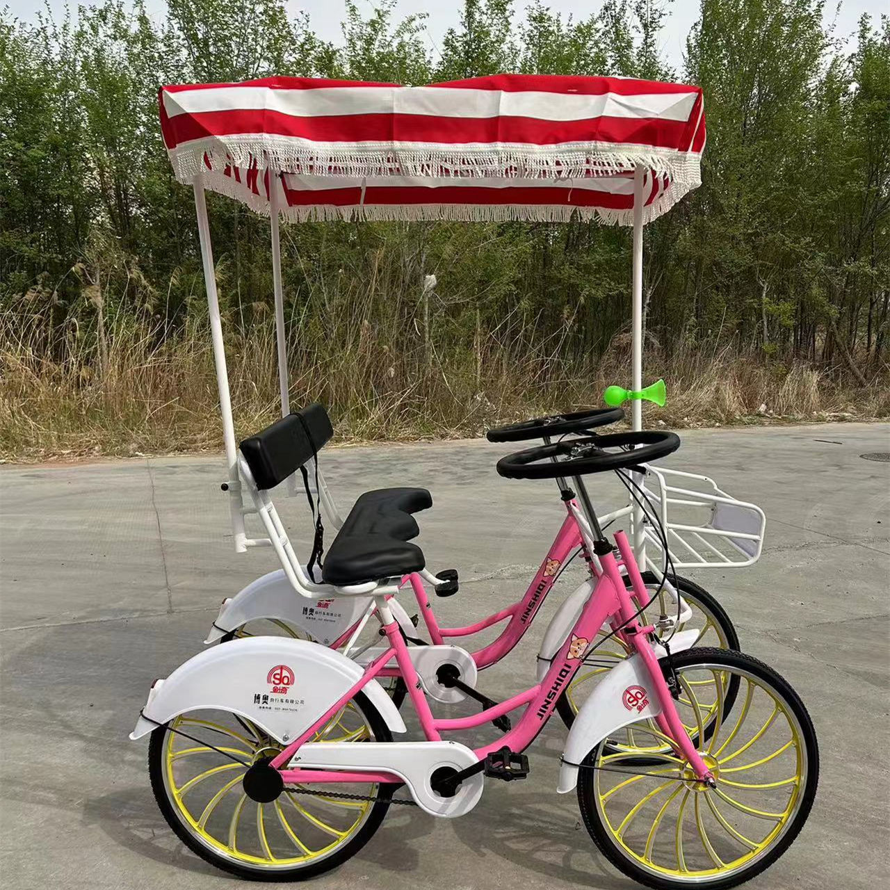 Luxury Pedal Tandem Bike Wheels Seat Tourist Sightseeing Bicycle for  Adults