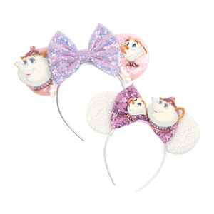 عصابة رأس على شكل آذان ميكي ماوس بأسلوب أوروبي-أمريكي للحفلات، مع زهرة حمراء وفيونكة ترتر، إكسسوار شعر للجنسين - Product Image 3