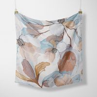 Écharpe en Chiffon 100% Soie de Mûrier Pure 138x138cm Motif Floral Printemps-Été Cadeau Carré Compact Séchage Rapide Impression Numérique