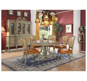 High End Classic Furniture Wooden Dinner Table Set American Luxury Furniture Dining Room Set Mahogany Table Chair GGC84.3