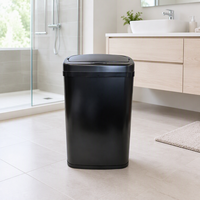 Poubelle rectangulaire 30L en acier galvanisé à capteur, avec couvercle, alimentée par piles, pour la maison et la cuisine – Meilleure vente