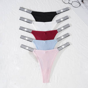 Tanga Sexy de Hilo Acanalado para Mujer de Cintura Baja con Diamantes de Imitación Brillantes Venta Directa de Fábrica Estilo <span class=keywords><strong>Victoria</strong></span>'s <span class=keywords><strong>Secret</strong></span> - Product Image 5