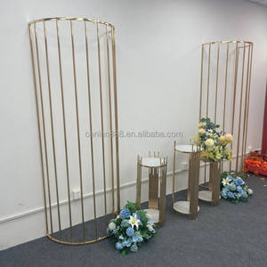New Wedding Đạo Cụ Sắt Dòng Hình Bán Nguyệt Màn Hình Mạ Vàng Trở Lại Giọt Sắt Nền Sân Khấu Vàng Vòm Đứng Cho Đám Cưới - Product Image 2