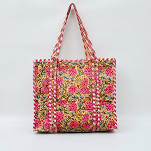 Sac fourre-tout en coton brodé floral, style bohème, ouvert en dessus, sac de shopping pour femmes, utilisable toute l'année - Product Image 1