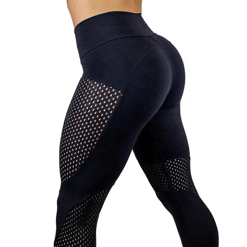 Groothandel Patchwork Mesh Atletische Panty Leggings Hoge Taille Actieve Fitness Sport Leggings Voor Vrouwen