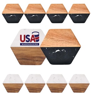 USA In-Stock 10MM Thick Elegant Classic Style Natural Acacia Wood Marble <b>Coaster</b> Laser Engraving Blanks Functional Drink - Product Image 1
