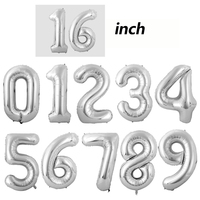 Vente en gros de 16 pouces Rose Or Argent Numéro Ballons en aluminium Fournitures de fête Ballons
