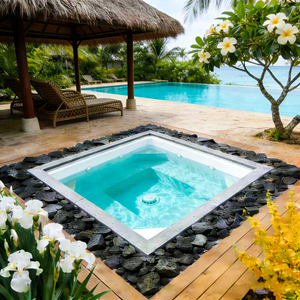 สระว่ายน้ำไฟเบอร์กลาสคุณภาพสูงจากโรงงาน พร้อมระบบนวดด้วยเจ็ทและไฟ LED สำหรับโรงแรม สวน บ้านพักตากอากาศ สระว่ายน้ำส่วนตัวกลางแจ้ง - Product Image 1