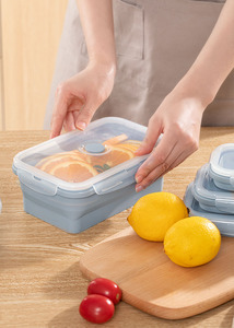 Bán buôn biểu tượng tùy chỉnh hình chữ nhật cấp thực phẩm <span class=keywords><strong>Silicone</strong></span> container lò vi sóng heatable trường an toàn Hộp Ăn Trưa - Product Image 6