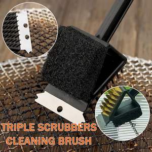 Cepillo para Parrilla 3 en 1 con Raspador y Almohadilla de Fregado, Cepillo de Limpieza para Barbacoa de Mango Largo y Resistente de 14.5 Pulgadas, Gancho para Colgar, Seguro para Carbón y Ahumadores - Product Image 5