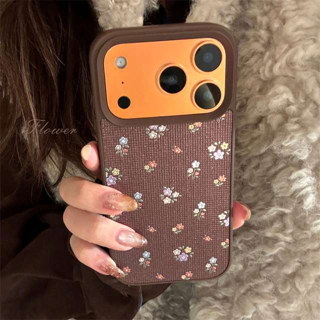 Brown Floral Phone Case for iphone 17 Pro Max Trending Products 16 15 14 Pro Max 13 12 11 Original Protective Cover