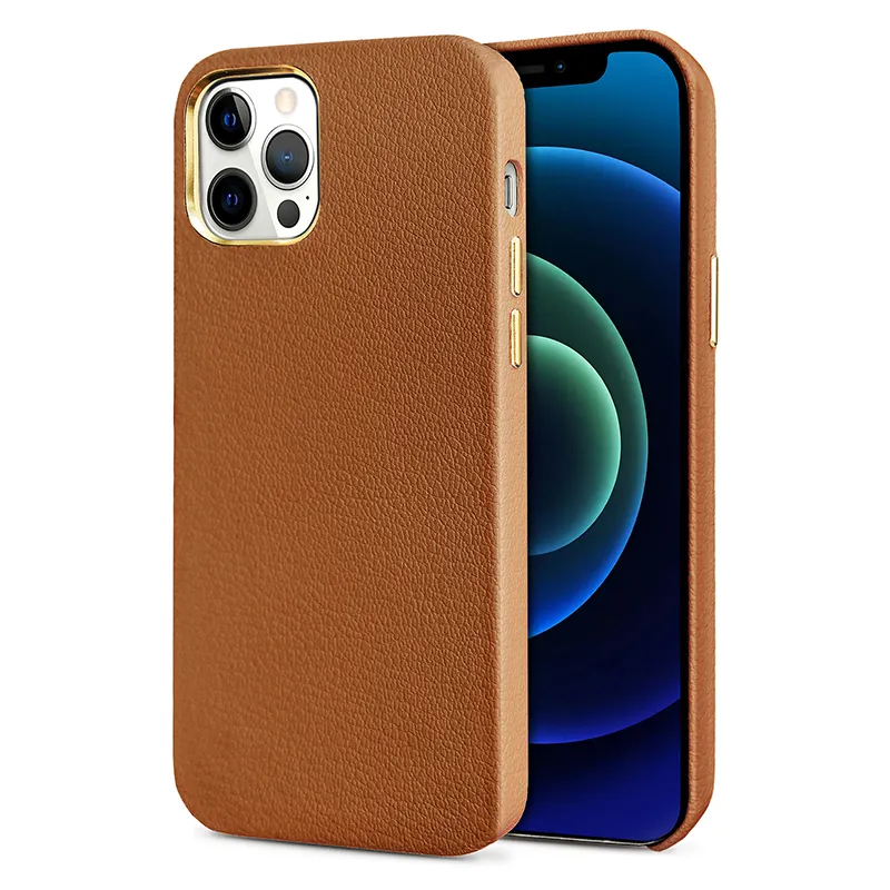 2021 New Design Premium Leather Phone Cover Full Wrapped Vegan Leather Case for iPhone 12 Pro Max