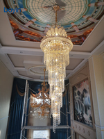 Lustre suspendu moderne de luxe en cristal, grande lampe LED pour villa duplex, escalier, hall d'hôtel, salon, escalier rotatif
