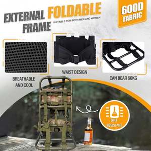 Sac à dos de randonnée pliable en aluminium externe, sac à dos de chasse, cadre portable, accessoires tactiques pour les voyages, l'entraînement en plein air - Product Image 4