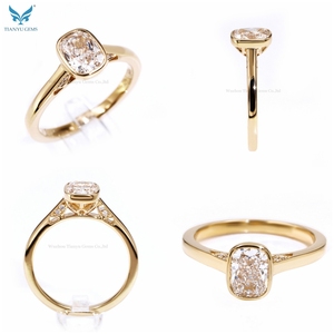 Tianyu Sterling S925 10K 14K 18K Bất Vàng Bezel Thiết Lập Đám Cưới Ban Nhạc Nghiền Đá Cắt Moissanite Kim Cương Engagement Ring - Product Image 2