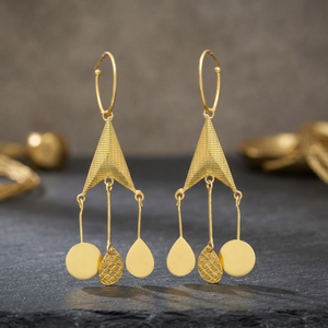 Pendientes Colgantes de Aleación de Metales Preciosos con Piedras Preciosas, Chapados en Oro, Hechos a Mano, Estilo Étnico Bohemio - Product Image 2