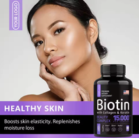 Capsules de biotine 15000 mcg, soutient la santé des cheveux, de la peau et des ongles, complément alimentaire à base de plantes
