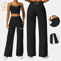 Pantalon de sport décontracté côtelé pour femme, taille élastique, effet push-up, coupe droite ample, extensible dans les quatre sens, idéal pour la course et le yoga