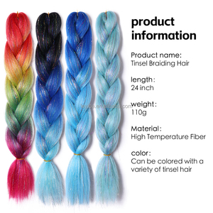 Extensions <span class=keywords><strong>de</strong></span> cheveux tressées Jumbo <span class=keywords><strong>de</strong></span> 24 pouces avec mèches dorées brillantes et paillettes, accessoires pour <span class=keywords><strong>coiffure</strong></span> féminine - Product Image 4