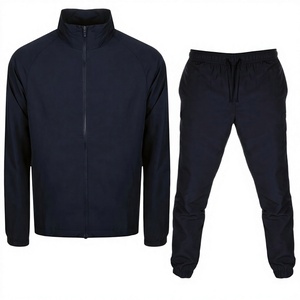 Ensemble de survêtement d'hiver pour homme, bleu marine, 2 pièces, veste zippée et pantalon de jogging, vêtements de sport décontractés pour adultes, logo sur le devant - Product Image 1