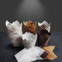 Moules à gâteau jetables en forme de tulipe, résistants à la chaleur, 100 % biodégradables, anti-graisse, avec logo personnalisé, qualité alimentaire, vente en gros