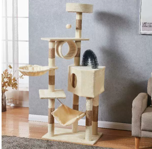 Árbol para Gatos de Madera de Lujo Moderno Personalizado al por Mayor, Torre Grande para Gatos, Muebles para Mascotas, Estilo Cuerda de Sisal, Embalaje en Cartón de Gran Tamaño - Product Image 3