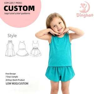 Conjunto Deportivo para Niñas DH ODM Deep Teal, Top Deportivo sin Costuras, Pantalones Cortos Dolphin, Dos Piezas, Ropa Deportiva Flexible para Niños - Product Image 1