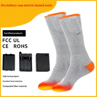 Chaussettes chauffantes électriques d'hiver, avec compartiment pour piles, en coton épais, antibactériennes, absorbant la transpiration, unisexes, à double aiguille