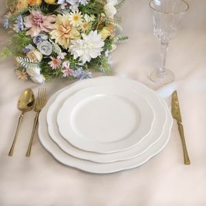 Custom logo Luxury Elegant New <b>Bone</b> <b>China</b> White Plate High Quality Ceramic Porcelain <b>Dinner</b> Plate Wedding Tableware <b>Set</b> - Product Image 5