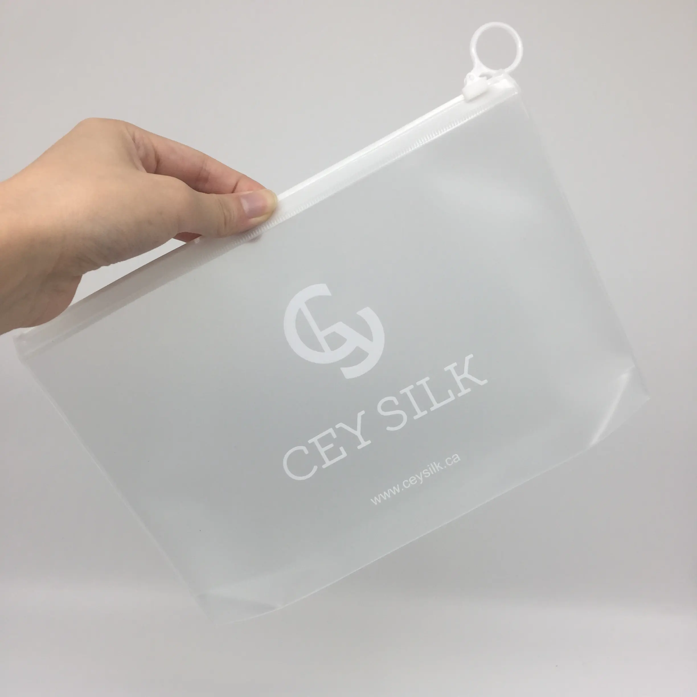 Bolsa de plástico transparente para embalaje de ropa de pvc, con cremallera, para maquillaje cosmético, con cierre deslizante, logotipo personalizado