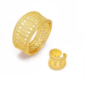 JXX wholesale Dubai brass jewelry set of ring & bangle for woman, bangle bracelet adjustable ring jewellery bangle and ring set