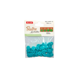 Bottoni a pressione in plastica Ilan 12mm blu piscina 20 pezzi per abbigliamento neonato - Product Image 2