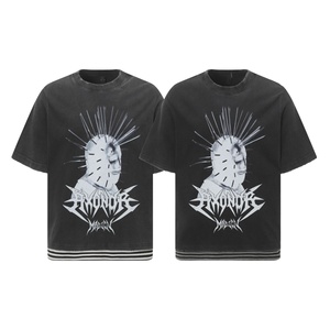 Camiseta de Verano Personalizada, Estilo Hip-Hop Urbano, Corte Regular, Estampado Punk Oscuro, 100% Algodón Transpirable, Manga Corta para Hombre - Product Image 1