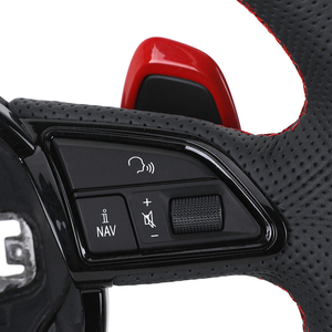 Volant en cuir véritable avec reconnaissance tactile et vibrations, surpiqûres rouges pour <span class=keywords><strong>Audi</strong></span> 08 <span class=keywords><strong>Audi</strong></span> TT <span class=keywords><strong>Sline</strong></span> S4 A4 B8 Q5L Q3 Q5 Q7 Q8 RSQ3 - Product Image 5