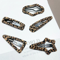 Nouveau design rétro imprimé léopard nuage gouttelette forme BB Clips Snap épingles à cheveux Barrettes accessoires pour femmes et filles