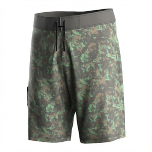 Shorts de pêche unisexes mi-cuisses avec poches, taille à cordon, anti-humidité, séchage rapide, camouflage, UPF 50, 100 % polyester - Product Image 1