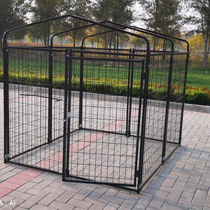 Dengan ahli diproduksi pelat Hitam pengelasan kandang anjing harga menengah rumah hewan peliharaan luar ruangan untuk lari anjing - Product Image 1