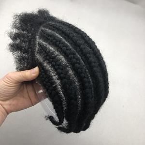 Perruque tressée pour <span class=keywords><strong>homme</strong></span>, style <span class=keywords><strong>afro</strong></span> crépu bouclé, entièrement tissée à la main, en cheveux humains véritables, modèle H018 - Product Image 4