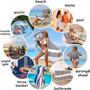 ผ้าขนหนูชา<span class=keywords><strong>ย</strong></span>หาดตุรกีขนาดใหญ่พิเศษ 100% ผ้าฝ้า<span class=keywords><strong>ย</strong></span>ตุรกี ไม่ติดทราย ขนาดใหญ่พิเศษ นุ่มเป็นพิเศษ แห้งเร็ว กะทัดรัดและน้ำหนักเบา เห<span class=keywords><strong>ม</strong></span>าะ<span class=keywords><strong>ส</strong></span>ำหรับการเดินทาง - Product Image 4