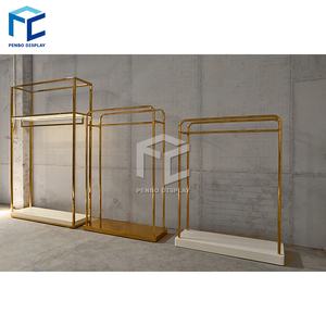 Rose Gold Wall Mount Roupas Display Rack Dupla Face Garment Store Display Prateleira Vestuário Loja Decoração - Product Image 2