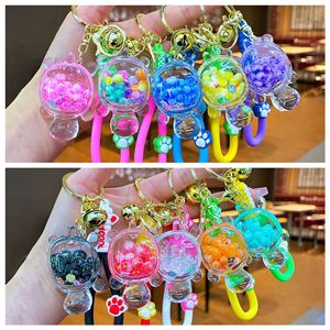 Internet-nổi tiếng sáng bong bóng hạt rùa cát lỏng chai Keychain PVC nổi tinh thể Mặt dây chuyền nhựa các cặp vợ chồng Ba lô - Product Image 3
